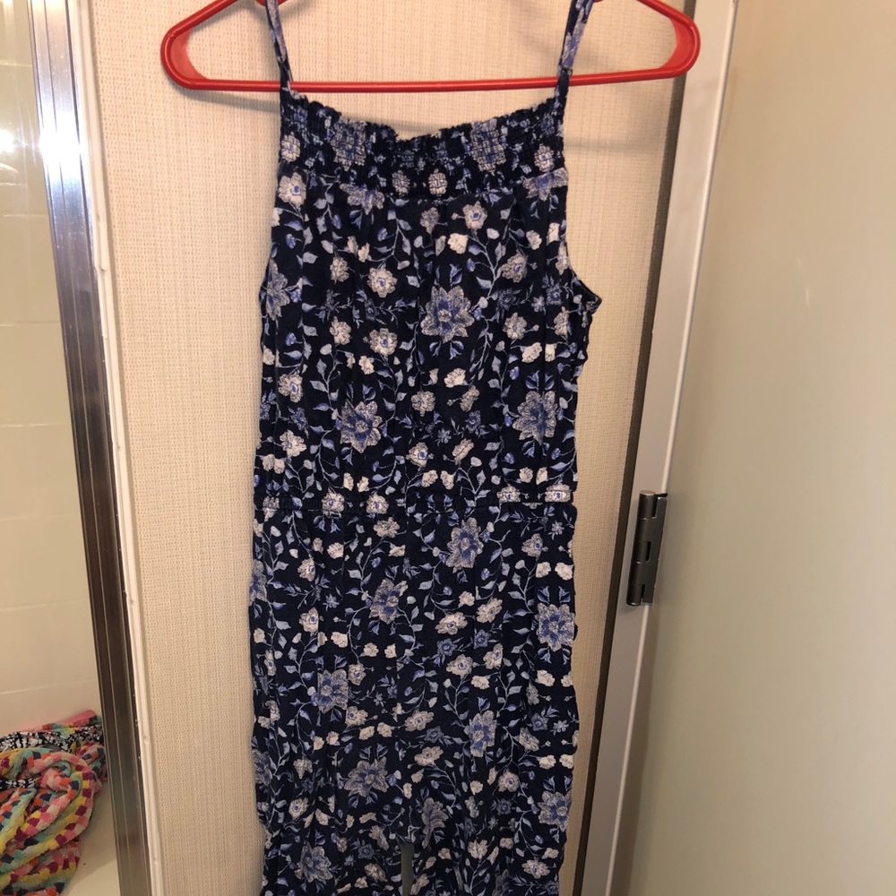 Navy Floral Sleeveless Jumpsuit